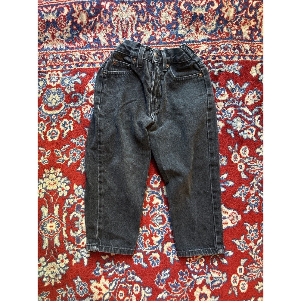 Vintage Lil Route 66 Straight Black Denim Jeans 100% Cotton Faded Y2K 3T